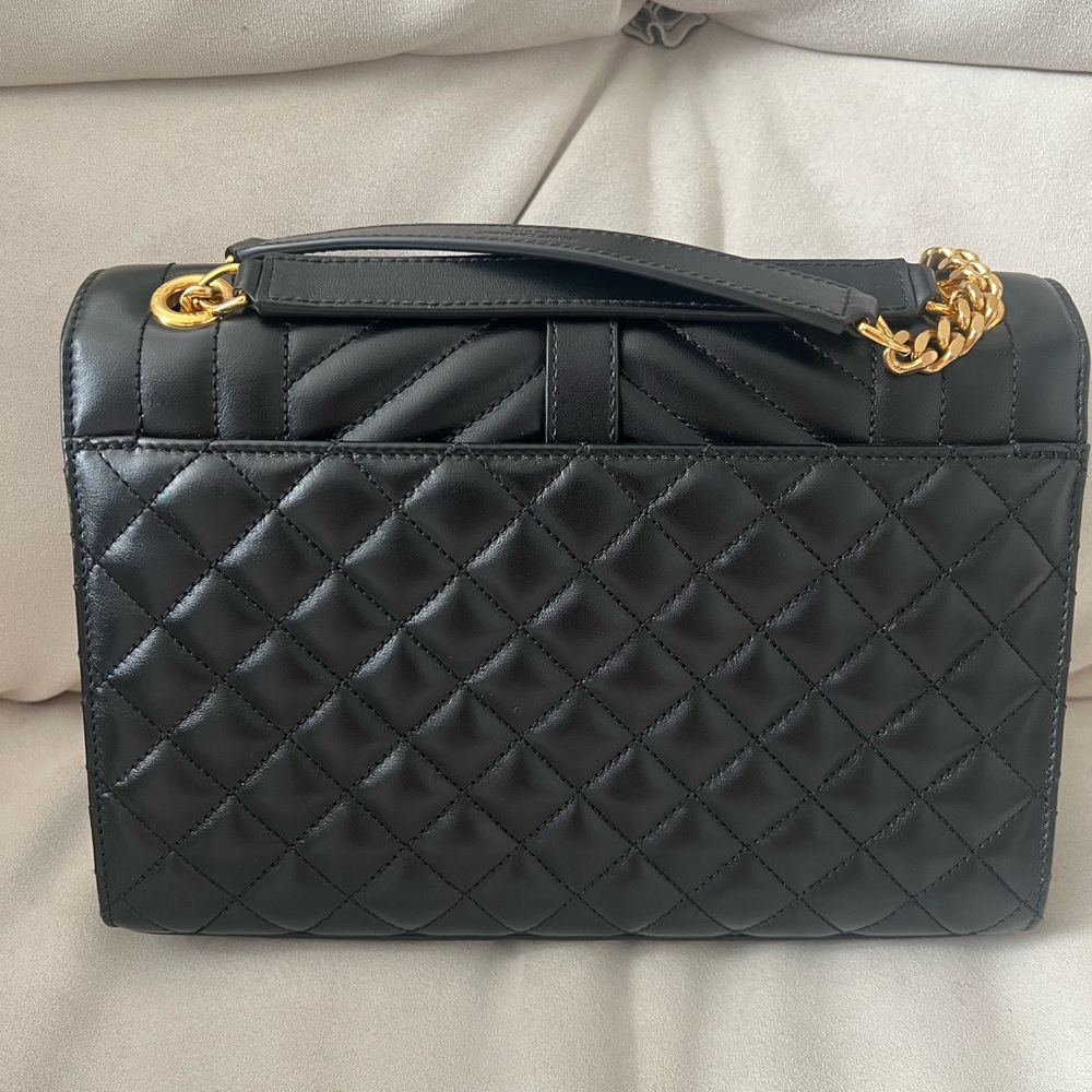 Yves Saint Laurent Black Chevron Shoulder Bag with Gold Chain - Picture 8 of 11